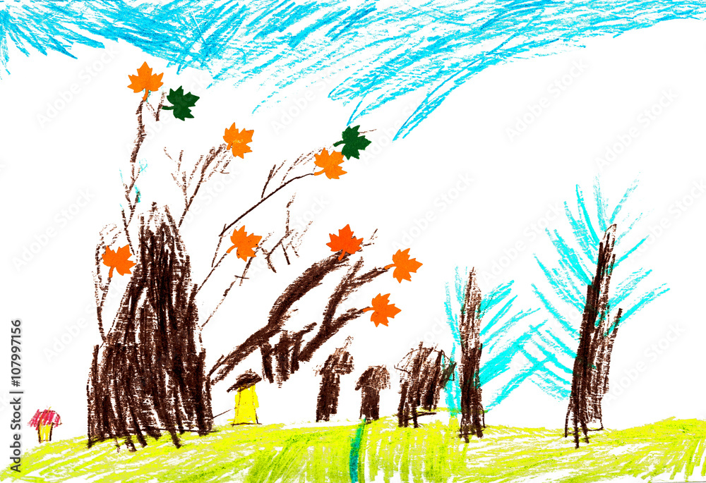 Beautiful Autumn Tree Drawing by Li Mei - Fine Art America