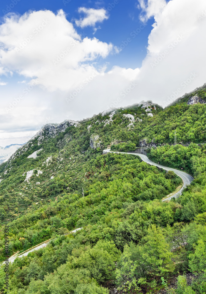 View the road in mountains Montenegro