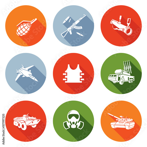 Weapons Icons Set. Vector Illustration.