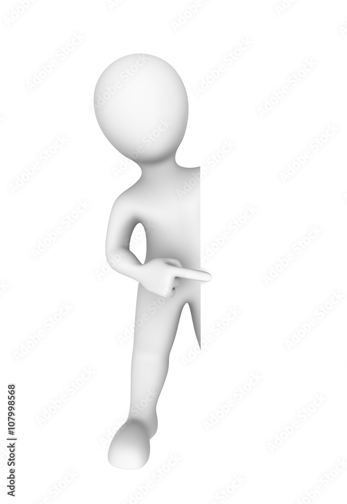 3d man pointing to empty board. 3d illustration. 3d man pointing to empty board. 3d illustration.