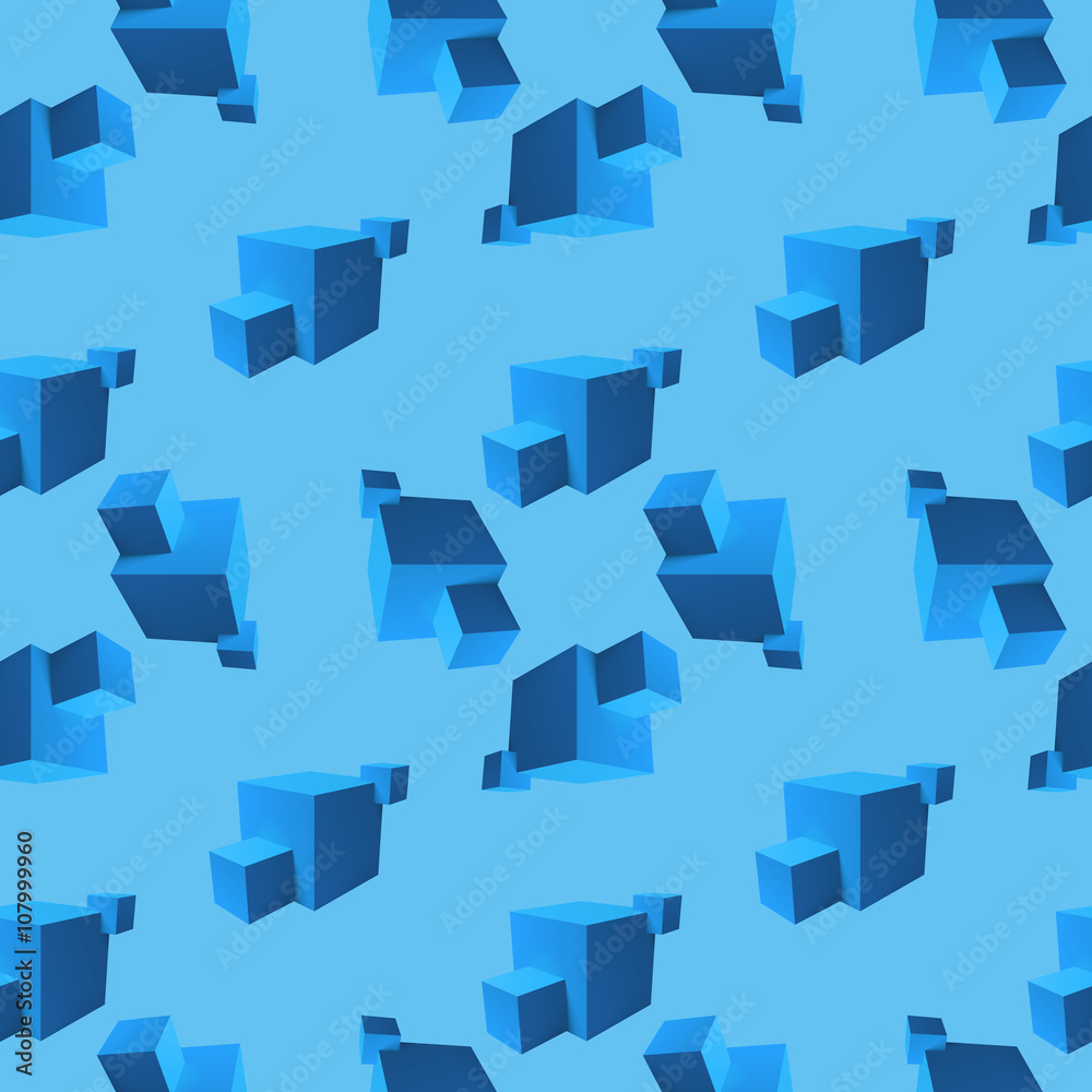 Abstract seamless pattern with overlapping blue cubes Abstract seamless pattern with overlapping blue cubes