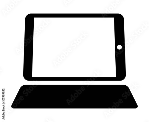 Tablet computer device with keyboard flat icon for apps and websites
