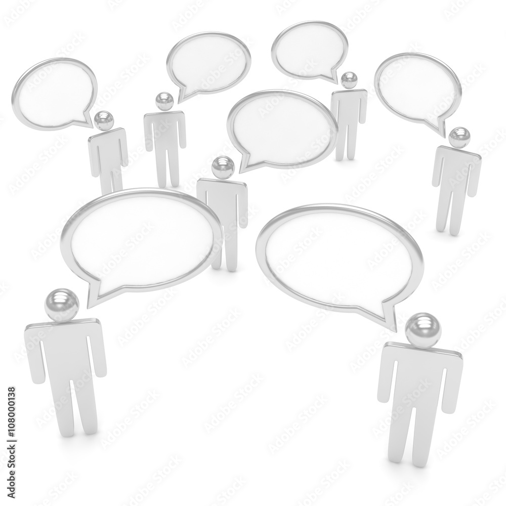 people with talk bubbles isolated over a white background. 3d rendering. people with talk bubbles isolated over a white background. 3d rendering.