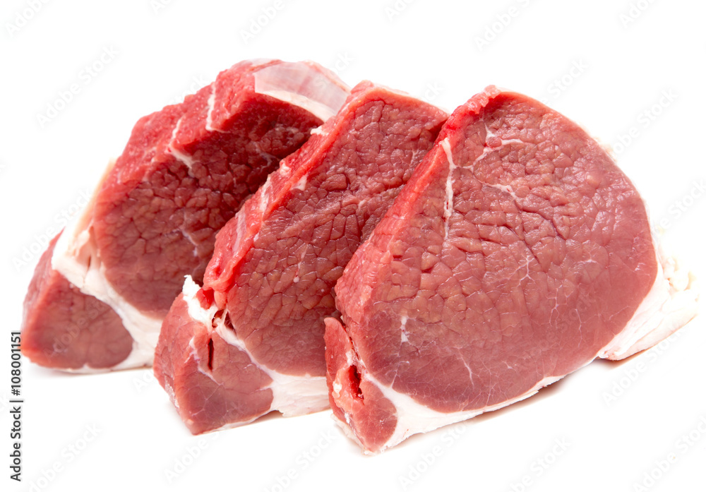 fresh beef pulp on a white background
