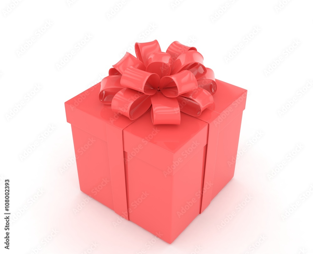 Obraz premium gift box with bows isolated on white. 3d rendering.