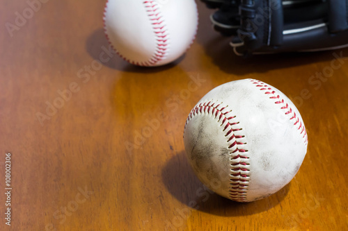 Baseball ball and glove