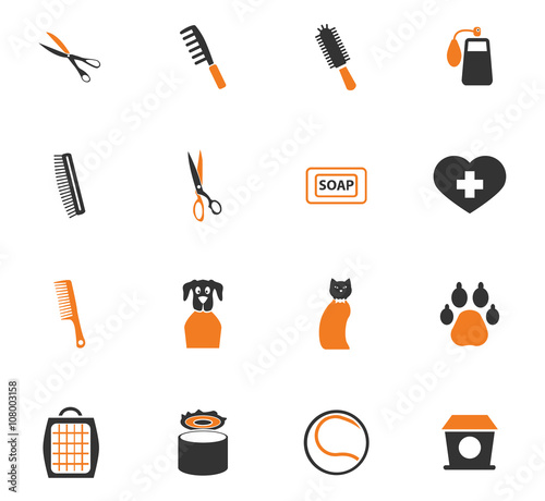 Goods for pets icons set