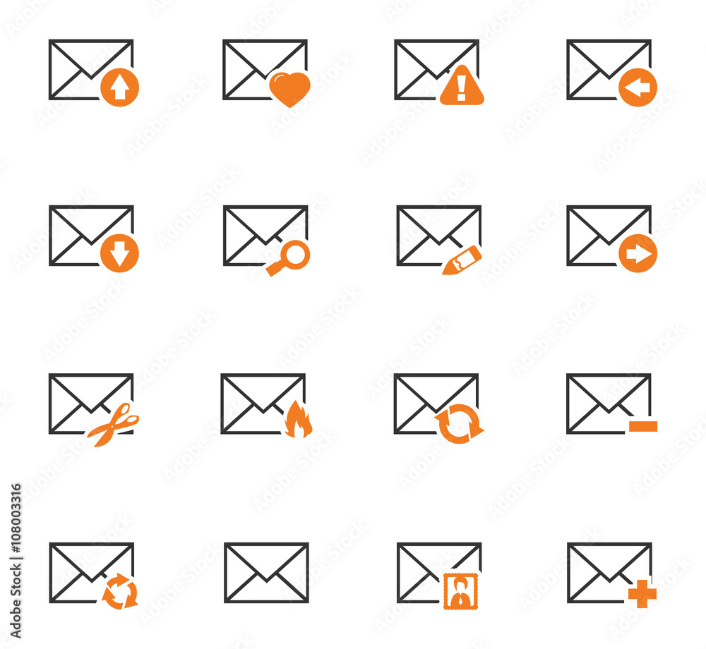Mail and envelope icons set Mail and envelope icons set
