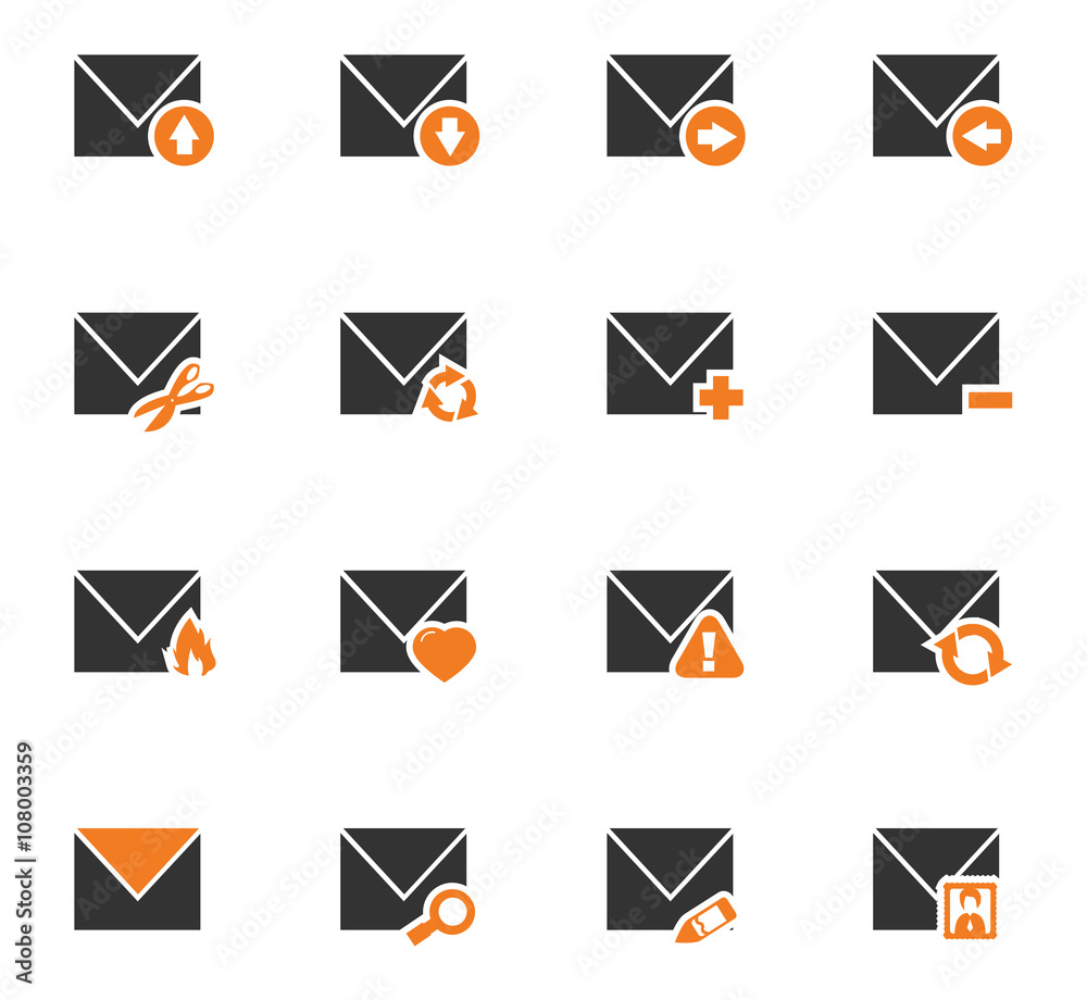 Mail and envelope icons set Mail and envelope icons set