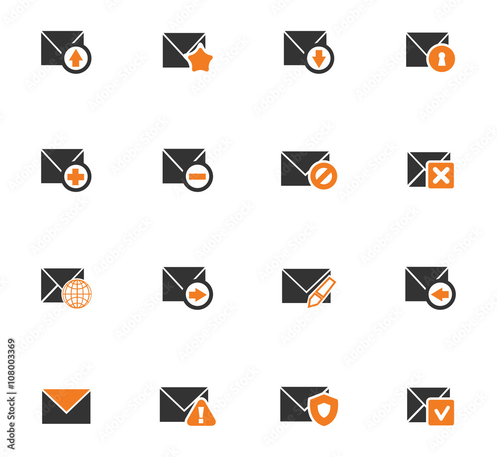 Mail and envelope icons set Mail and envelope icons set