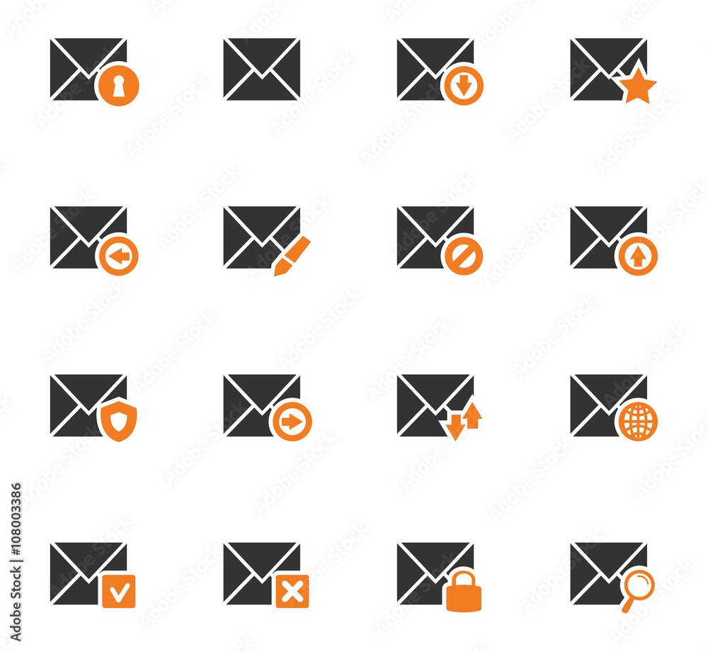 Mail and envelope icons set Mail and envelope icons set