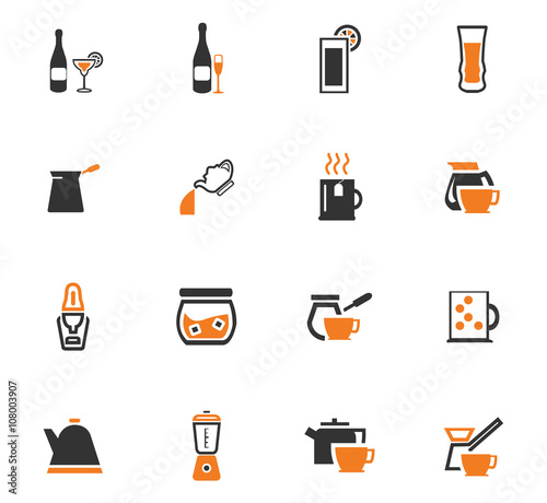 Utensils for the preparation of beverages icons