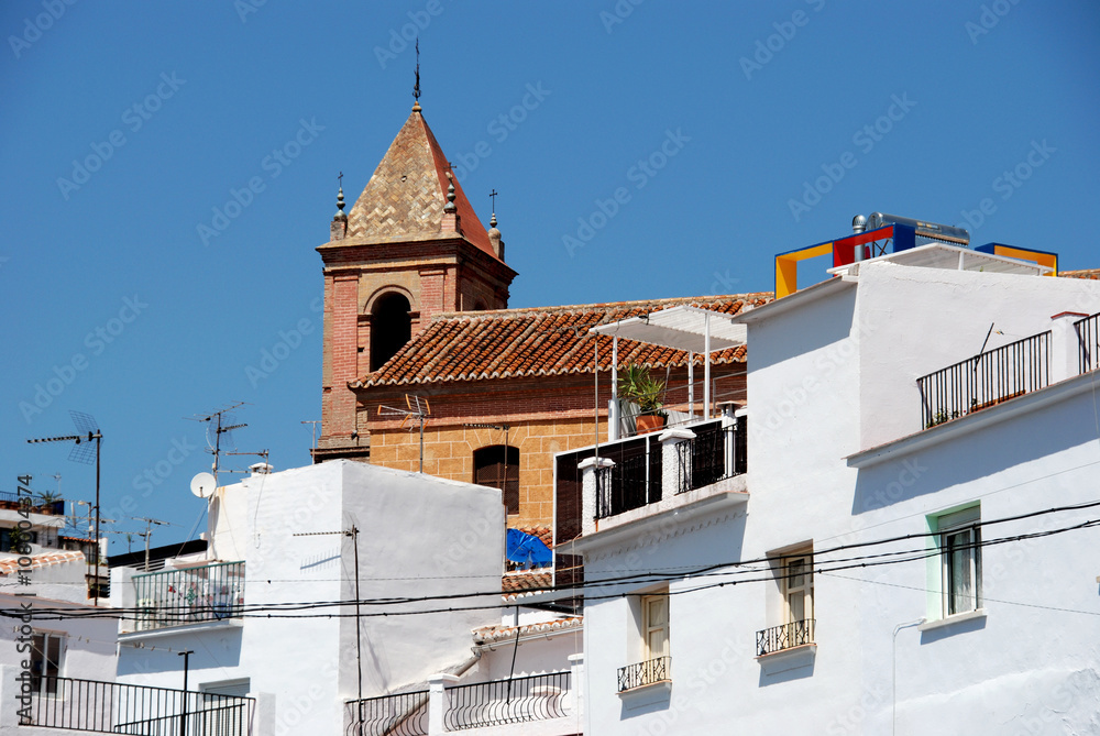 Townhouses with church to the rear, Torrox.
