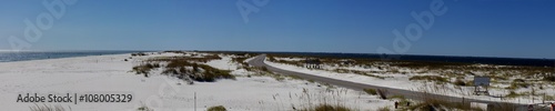 Obraz na plátně Panoramic of the entrance of Ft Pickens Area of Gulf Island National Seashore in the Pensacola, Florida area with the Gulf of Mexico on the left and Pensacola Bay on the right