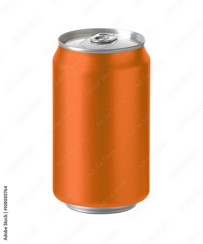 orange aluminum can with space for design and clip path