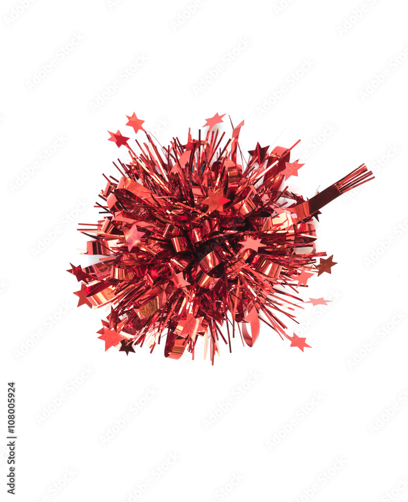 Red ribbon bow star symbol on white background Red ribbon bow star symbol on white background