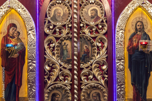 Iconostasis in orthodox church in Laszki Murowane, Ukraine