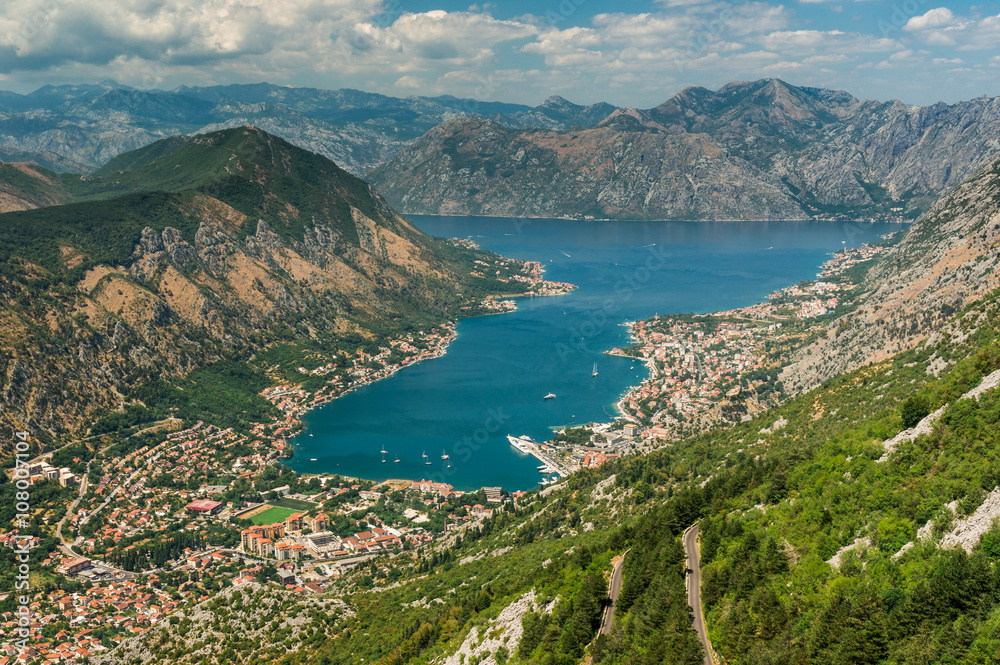 Bay of Kotor with bird's-eye view