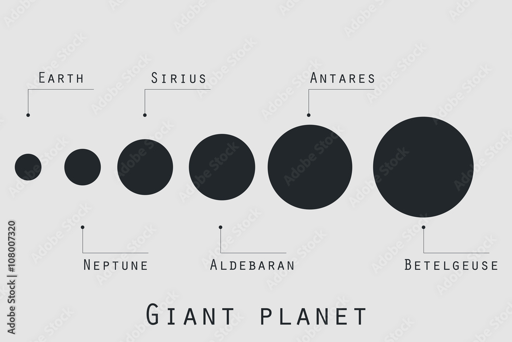 Giant planet  in original style. Planets and stars of the universe. Major planets.