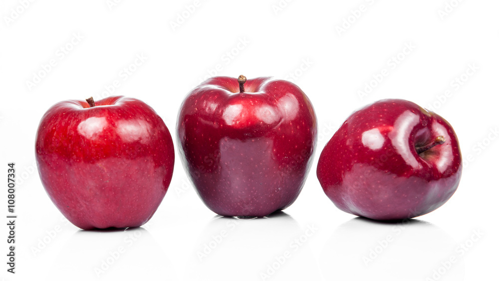 fresh red apples  isolated on white.  Red apple on white backgro