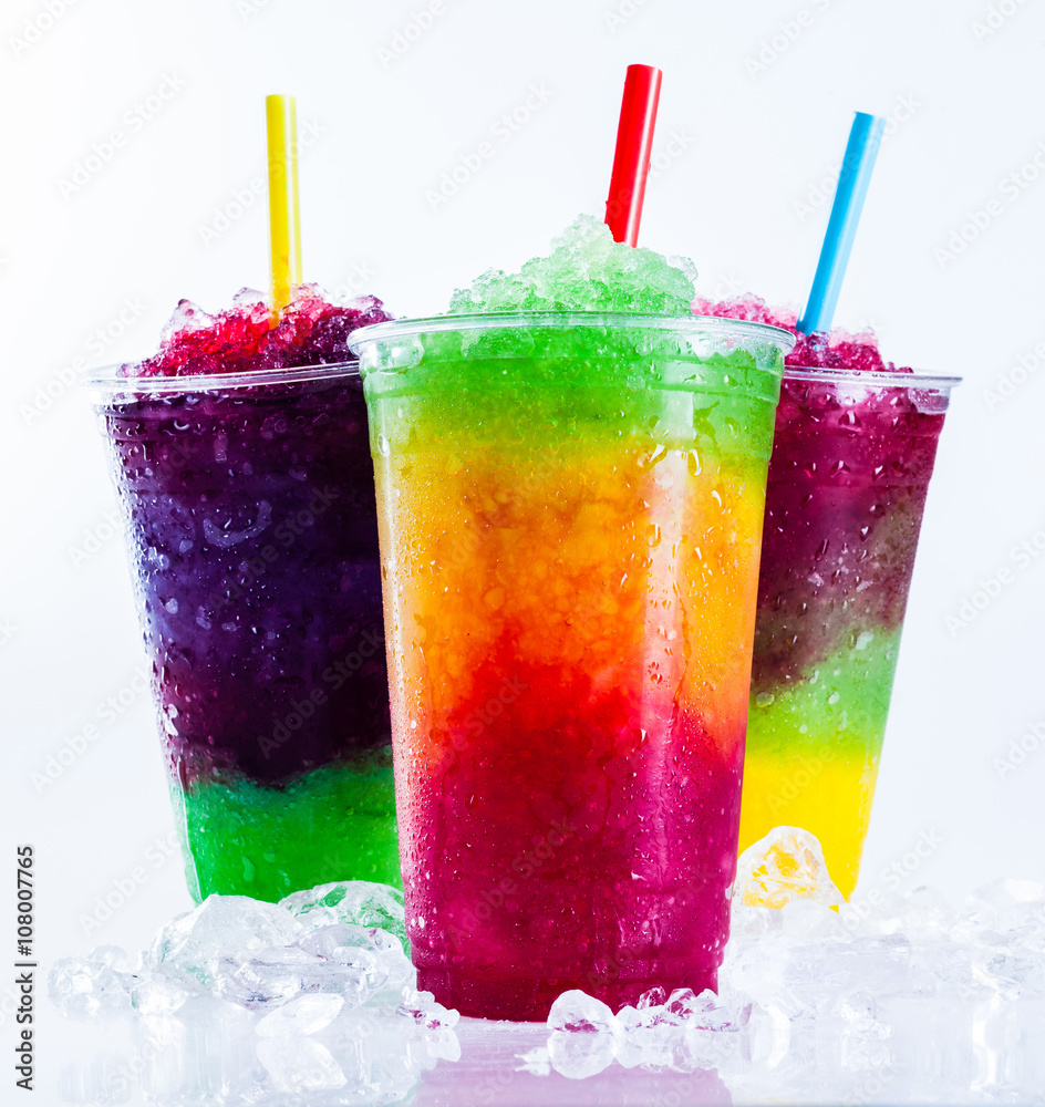 Frozen Rainbow Slush Drinks Chilling on Ice Photos Adobe Stock