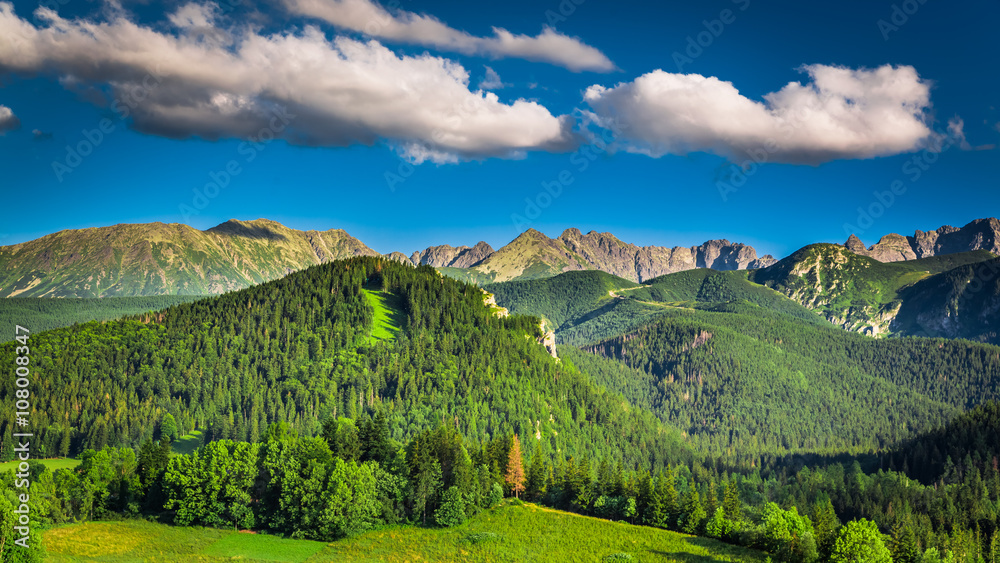 Sunset in Tatras mountains in summer, Zakopane, Poland