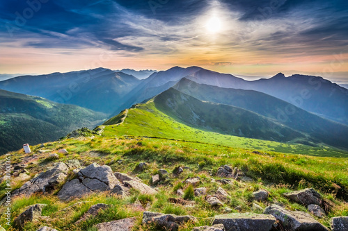 Fototapeta Naklejka Na Ścianę i Meble -  Sunset in Tatras mountains, Kasprowy Wierch, Poland