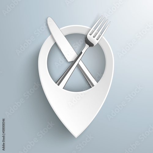 White Location Marker Knife Fork