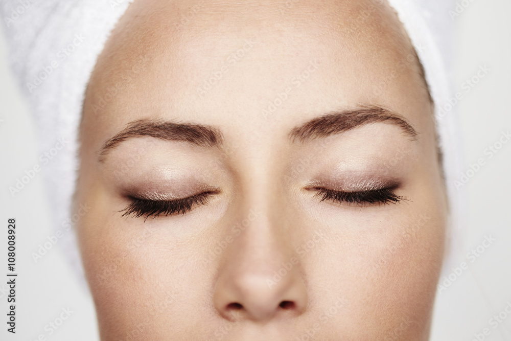 Serene and beautiful woman with eyes closed Serene and beautiful woman with eyes closed