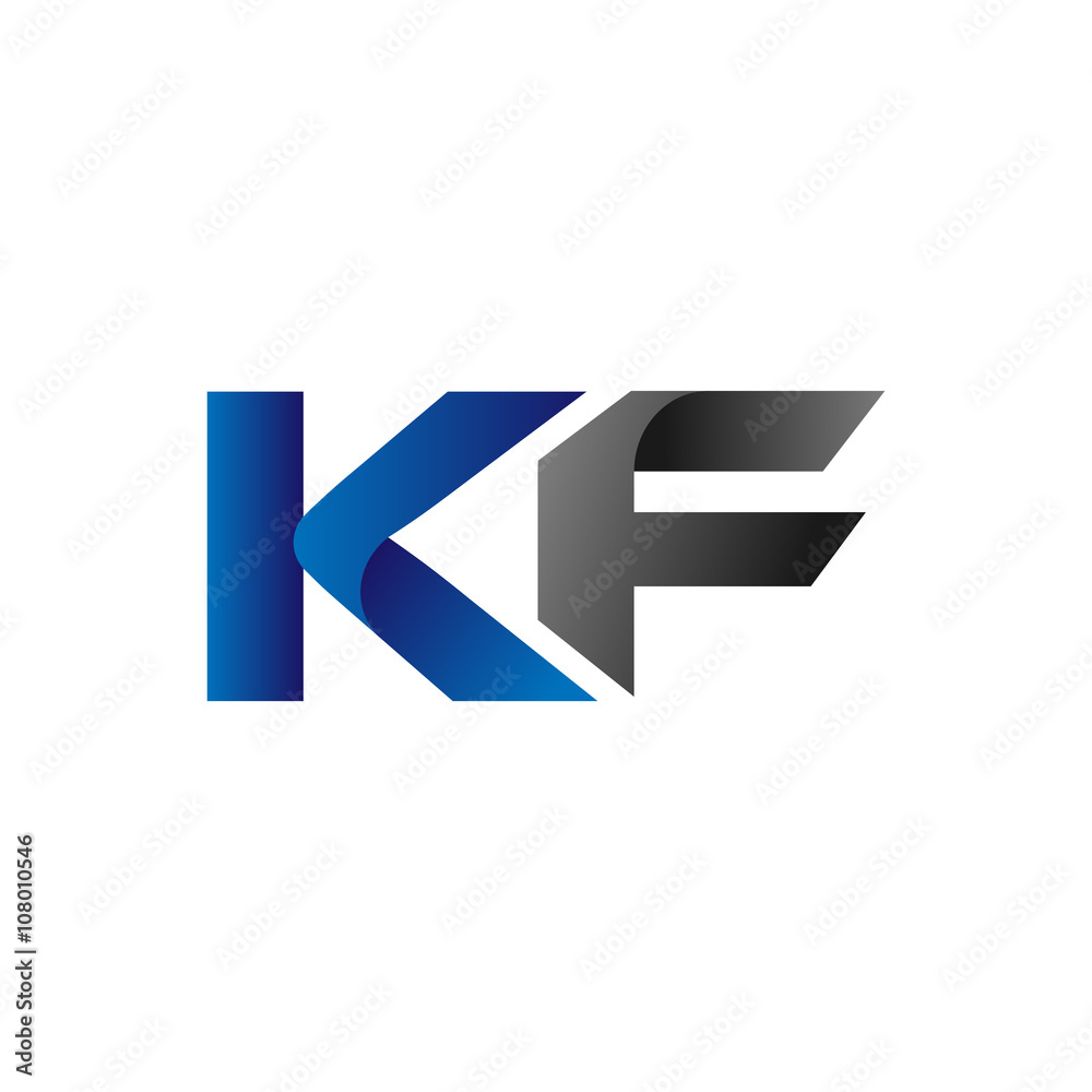 Modern Simple Initial Logo Vector Blue Grey Letters kf Modern Simple Initial Logo Vector Blue Grey Letters kf
