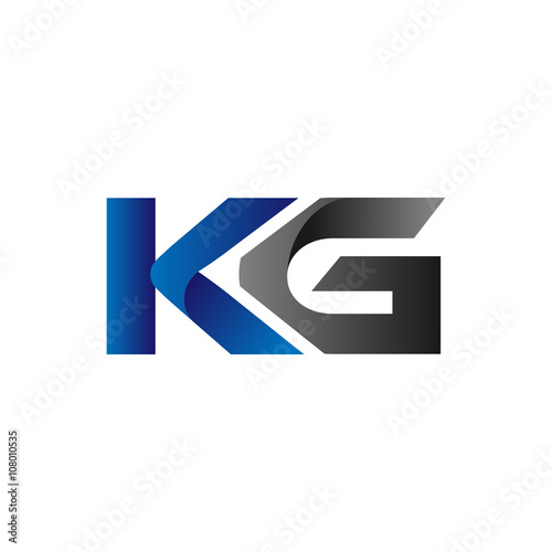 Modern Simple Initial Logo Vector Blue Grey Letters kg