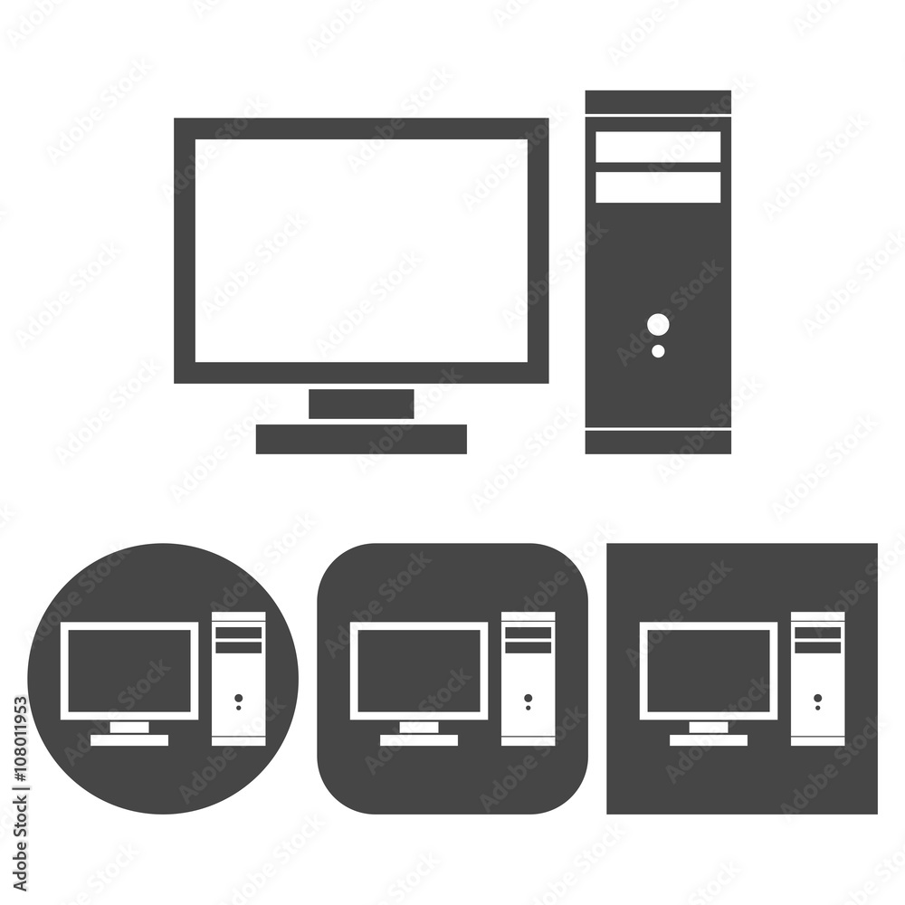 Desktop computer icon - vector icons set