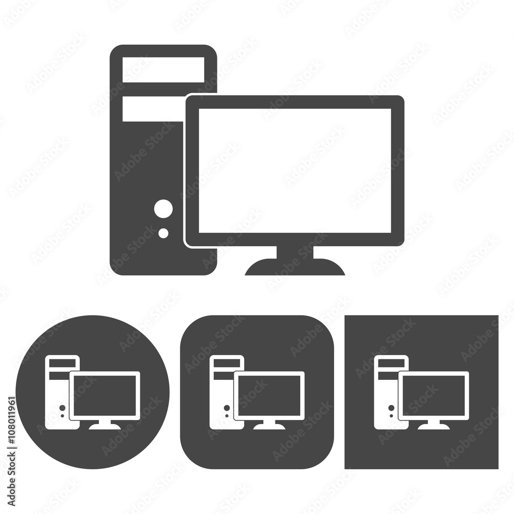 Desktop computer icon - vector icons set Desktop computer icon - vector icons set