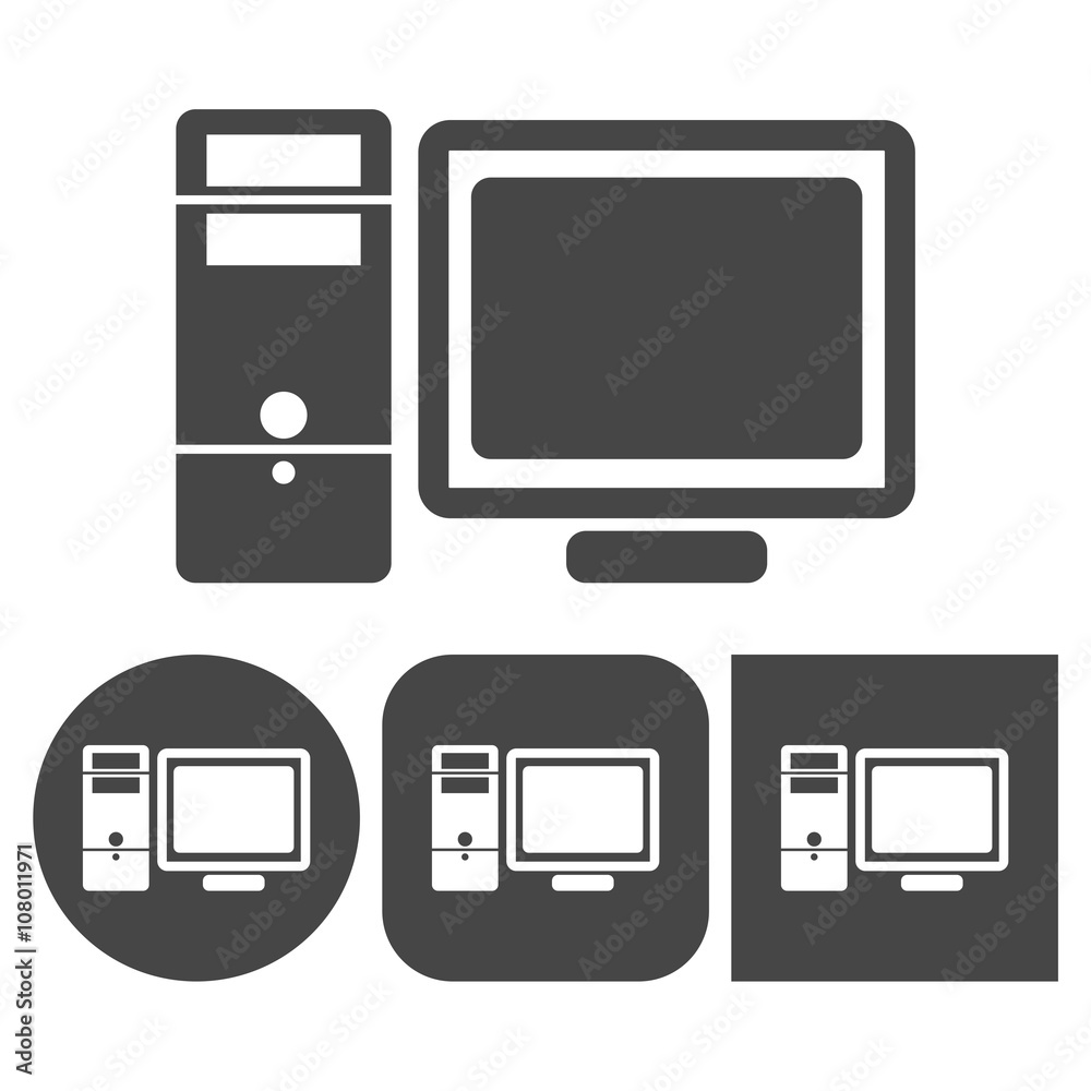 Desktop computer icon - vector icons set Desktop computer icon - vector icons set