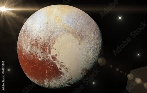 Fototapeta Naklejka Na Ścianę i Meble -  Pluto Planet in solar system cosmic space. Retouched image. Elements of this image furnished by NASA.