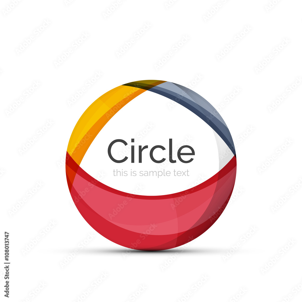 Circle logo. Transparent overlapping swirl shapes. Modern clean business icon Circle logo. Transparent overlapping swirl shapes. Modern clean business icon