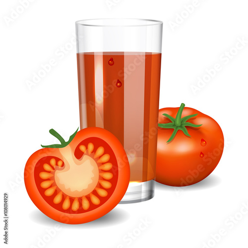 Tomato juice. Red tomato juice in glass. Natural vegetable drink