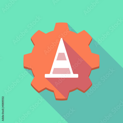 Long shadow gear icon with a road cone