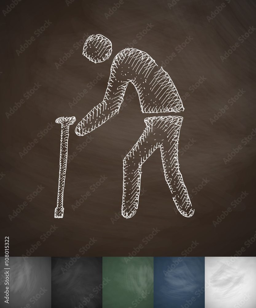 old man with cane icon. Hand drawn vector illustration Stock Vector ...