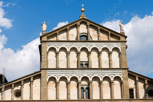 Facade of the Cathedral of San Zeno  St. Zeno  X century in Piazza Duomo  Cathedral square . Pistoia  Tuscany  Italy