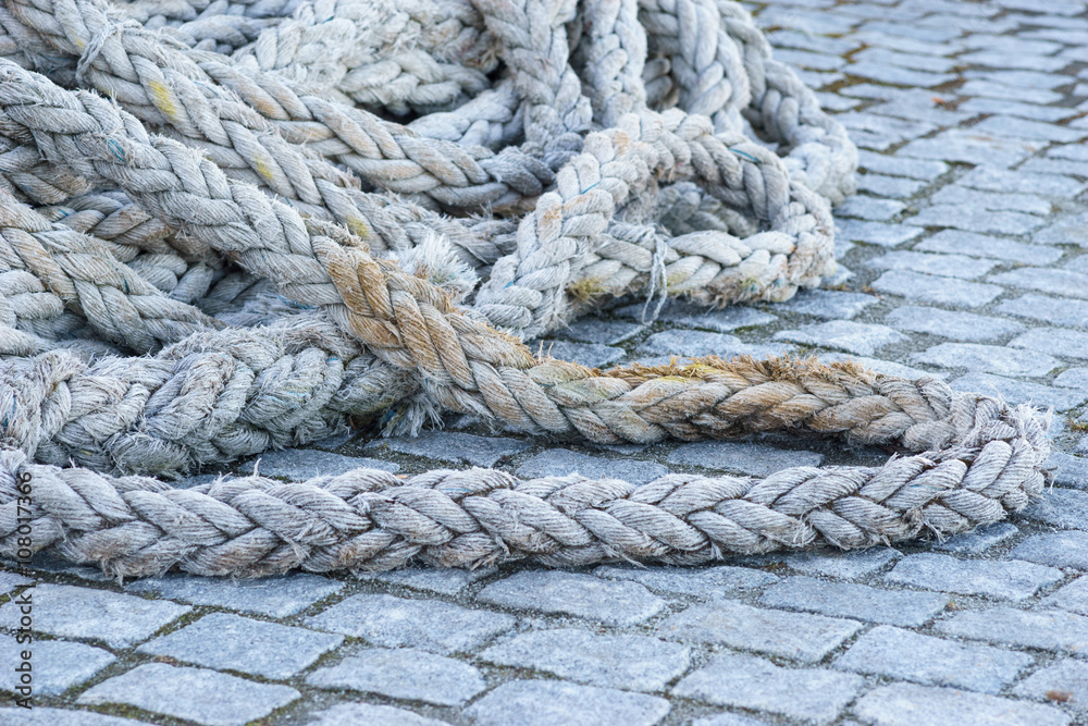 Old naval rigging rope