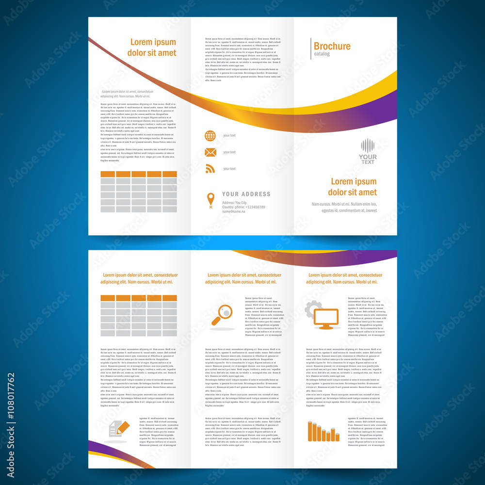 brochure folder leaflet color yellow line white background