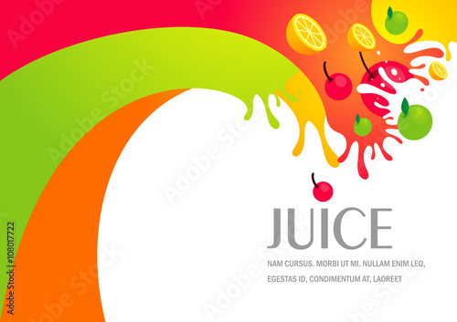 juice fruit liquid drops splash colorful background