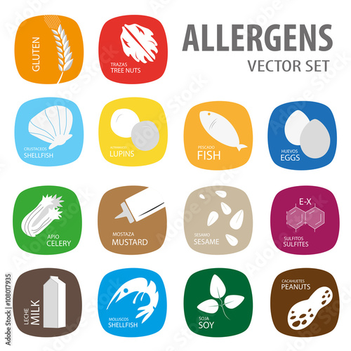 Allergens colorful icon set