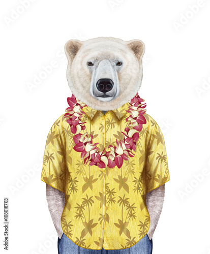 Cute Bear Orange White Hawaii Shirt Stock Vector (Royalty Free) 1405345661