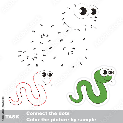 Green Snake. Vector numbers game. 