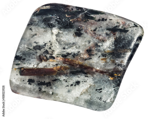 astrophyllite pebble macro isolated on white background