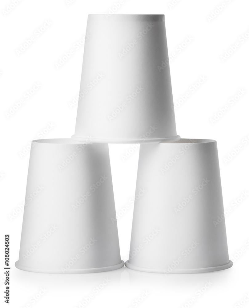 stack of paper cups isolated with clipping path stack of paper cups isolated with clipping path