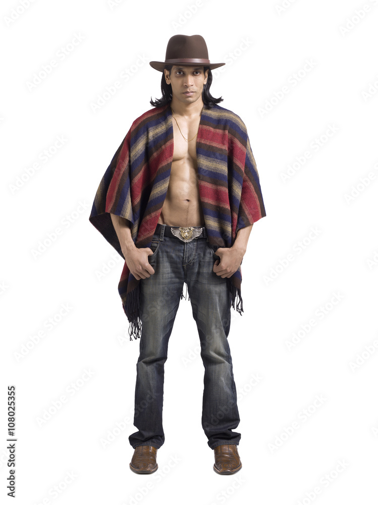 mexican male with shawl and hat mexican male with shawl and hat