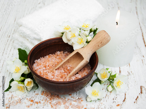 Spa concept with jasmine flowers